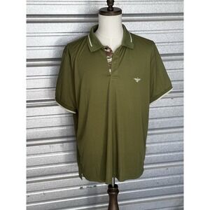 Albert Morris Polo Shirt Mens XXL Green Camo Trim Short Sleeve Performance Golf